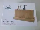 Serenity Home Bathroom Accessory Set-Bamboo Tray, Soap Dispenser, Toothbrush,etc