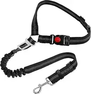 Adjustable 3-in-1 Pets Car Seat Belt, Retractable Dog Car Harness with Elastic Bungee Buffer, Durable Heavy Duty Car Leash Safety Restraint for Dogs