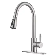 Single Handle Pull Down Kitchen Faucet, Stainless Steel Pull Out Kitchen Sink...