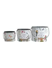 [Willow & Silk] Birds & Butterflies Pot Planter Buckets Set of 3 in Multi