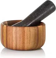 AdHoc Taru Mortar Ø 11cm and Pestle, 190ml, Acacia Wood and Granite