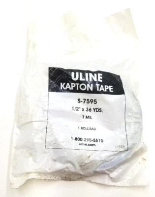 KAPTON TAPE ULINE S-7595 , S7595 1/2" X 36YD 1MIL nos