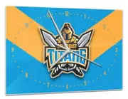 Gold Coast Titans NRL Rugby League Glass Clock