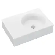 Reba Right Bowl Wall Basin, No Tap Hole, Gloss White