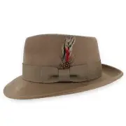 Belfry Gangster 100% Wool Stain Resistant Crushable Dress Fedora X-Large Pecan