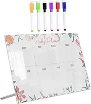 LALAFINA Acrylic Message Board Set School Acrylic Note Board Pen Flower Pattern Home Decor
