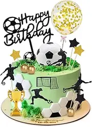 Lukinuo 29pcs Soccer Cake Topper Soccer Ball Player Cake Decorations Soccer Figurine Soccer Birthday Cake Decoration for Men Boy Soccer Sport Theme Birthday Party Suppplies