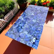 48"x24" Blue Agate Stone Dining Table Natural Gemstone Agate Kitchen Slab Decors