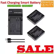 2 Battery + Led Charger For DB-60 DB-65 Ricoh Caplio GX100 GX200 G600 G700 G800