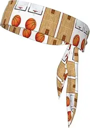 [EdWal] Basketball Court Backboard Print Tie Headbands, Ninja Karate Versatile Head Tie For Men Women,For Basketball Running Tennis