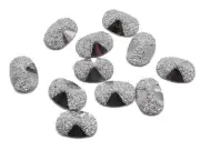200 Shiny Silver Flatback Acrylic Glitter Bows Rivoli Oval Cabochons 9X13mm