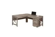 Maestro Furniture Andy L-Shaped Office Computer Manage Executive Working Desk W/ Mobile Pedestal - Rustic Oak