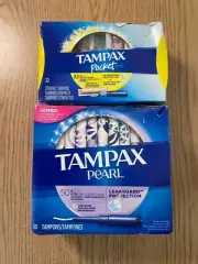 Open Box Bundle 2 Tampax Pearl & Pocket Tampons 50-52ct Lites & 32-33ct Regular