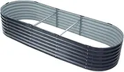 Green FingersGarden Bed Galvanized Steel Planter Box, Gardening Supplies Plant Containers Patio, 240 x 80 x 42cm Set of 2 Oval Raised Beds for Vegetables Flowers Herbs