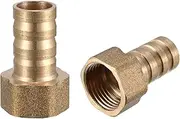 uxcell Brass Hose Barb Fitting Connector, 12mm Barb G3/8 Female Thread Pipe Adapter, 2Pcs