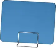 MetieFasia Desk Panel for Separation, Protective Screen for Workspace, Blue Metal Stand, as described