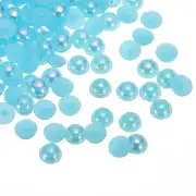 300pcs Flatback Pearls 12mm ABS Plastic Half Round Dome Pearls, Lake Blue