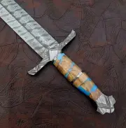 Hand Forged Damascus Steel Viking Sword Medieval Sword Battle Ready With Sheath