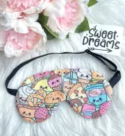 Happy Kawaii Smiley Face Food ADJUSTABLE Sleep Eye Mask - Kids and Adults Size