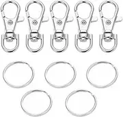 [SAMLOO] 5 Set Key Chain Key Rings Metal Swivel Clasps Snap-On Keychain Ring Hook Spring Clip Snap Hook Lobster Clasp for Keys, Lanyards Jewelry Findings, Round Edged