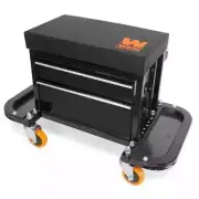 WEN Rolling Tool Chest Seat 400-Pound Capacity Garage Glider W/ Storage Pouch