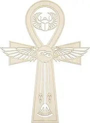 Fourth Level MFG 12" Ankh, Sacred Geometry Wood Wall Art, Ancient Egyptian Hanging Home Decor, Eternal Symbol, Key of Life Sculpture, Good Spiritual Energy