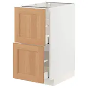 METOD / MAXIMERA base cb 2 fronts/2 high drawers, white/Vedhamn oak, 40x60x80 cm