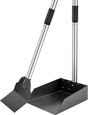 Pooper Scooper, Metal Aluminum Tray and Spade Poop Scoop Set with Adjustable Stainless Steel Long Handle, Pet Waste Removal Heavy Duty Poop Scooper (Tray & Shovel)