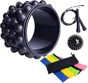 10PCS Yoga Wheel Set Fitness Pilates Ring Latex Elastic Backbend Ring Open Back Fitness Equipment Skipping Rope Gym Yoga Accessories,Black