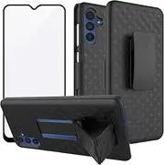 Ailiber for Samsung Galaxy A15 5G Case, Galaxy A15 Phone Case Holster with Screen Protector, Swivel Belt Clip, Kickstand Holder, Slim Shockproof Shell Full Body Phone Cover for Samsung A15 6.5"-Black