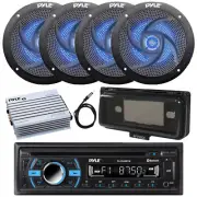 Pyle 1-Din Marine MP3/CD Receiver W/Cover, 4x 4" 100W Max Speakers, Amplifier
