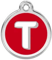 Red Dingo Alphabet "T" - Lifetime Guarantee - Cat, Dog, Pet ID Tag Engraved