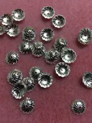 10mm Bead Caps - Silver Plated Brass - 4 packs with 40+ caps each-160+total caps