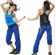 ZUMBA 2Pc.SET! CARGO Capri PANTS+BUBBLE Top Tee RACERBACK EliteZWear S M L XL