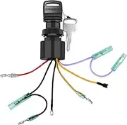 Key Boat Ignition Switch with Replacement Choke for Mercury 87-17009A2 87-17009A5 Outboard Motor Control Box with 2 Keys 3 Position 6 Wire Connectors