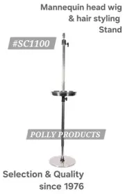 Polly Products Mannequin Head Hair Styling Metal Floor Stand w/ Tray #SC1100