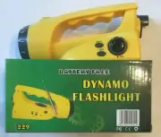 Dynamo Emergency Radio, Self-Powered FM Radio with Flashlight Hand Crank Yellow