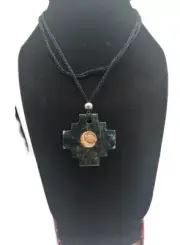 Handmade Unisex Necklace Carved in Natural Chakana Inca Stone
