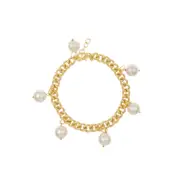 Shell Pearl Charm Bracelet - Gold-Plated