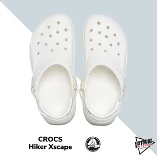 CROCS HIKER XSCAPE 獵戶 洞洞鞋 卡駱馳 厚底 增高 防水 涼鞋 黑/白【彼得潘】