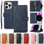 For iPhone 16e 16 15 14 13 12 11 Pro Max X SE Leather Magnetic Wallet Case Cover