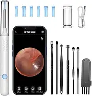 Ear Wax Removal Kit, Earwax Remover Tool with Camera, Ear Wax Removal with 1080P, Otoscope with LED Light, Ear Camera Otoscope for iPhone, iPad, Android Phones-White