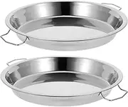 2 Pcs Plate Cooking Cake Cold Noodle Dish Baking Pans Tray Seafood Utensil Steaming with Handle Frying