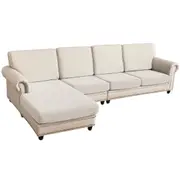 Sectional Couch Covers 4 Pieces Sofa Seat Cushion Covers L Shape Separate Cushion Couch Chaise Cover for Both Left/Right Sectional Couch (Large Sofa 3 Seater + 1 Chaise, Ivory)