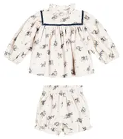 [C'era Una Volta] C'era Una Volta Baby Ayame floral cotton blouse and shorts set M 12 multicoloured