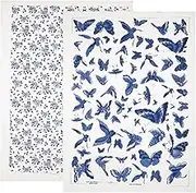 TEHAUX 2 Sheets Ceramic Decals, Pottery Underglaze Transfer Paper, Traditional Zodiac Plum Blossom Design, High Temperature Fired, Blue and White, 20.47 X 14.57 Inches, for Pottery and Ceramic Decor