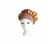 Women Satin Bonnet Cap Sleeping Head Wear - Gold