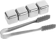GLEAVI 1 Set Reusable Stainless Steel Ice Cubes with Tong Rapid Cooling Whiskey Stones for Cocktails Wine Beverages Easy Clean Metal Chilling Stones Barware Essential