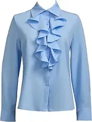 [Taiduosheng] Women's Long Sleeve Chiffon Work Tops Bowtie Blouses Button Down Shirts White OL Shirts