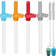4Pcs Replacement Straws and Bite Valve Compatible with Zak Designs Kelso 15 oz Water Bottle BPA-Free Reusable Straws with 2 Cleaning Brushes
